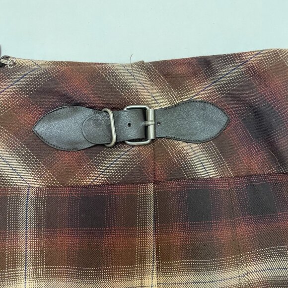 JONES WEAR Skirt Size 10 Pleated Knee Length Brown Plaid Lined Zip Back Stretch - Picture 5 of 12